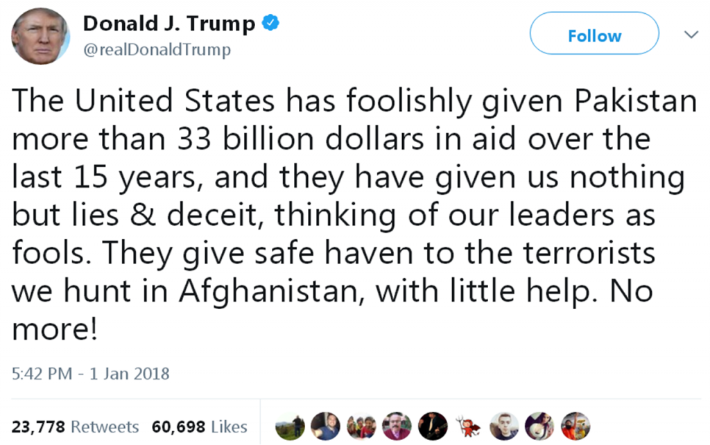 Donald Trump, Pakistan, Afghanistan, POTUS, Trump tweet on Pakistan