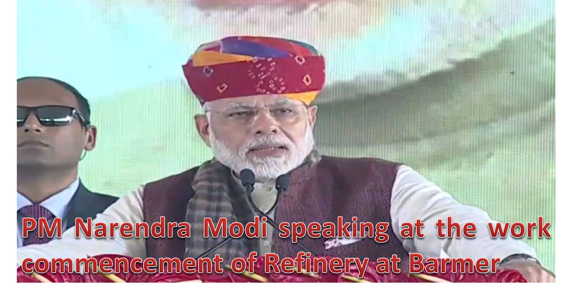 PM Narendra Modi speaking at the work commencement of Refinery at Barmer