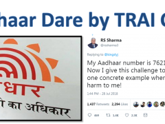 Trai RS Sharma twitter, TRAI, @rssharma3, Aadhaar dare by TRAI chief, Aadhaar dare, #TRAI, #SharmaDare, #AadhaarDare, #Aadhaar