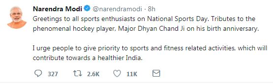 PM Modi Tweet on National Sports Day 