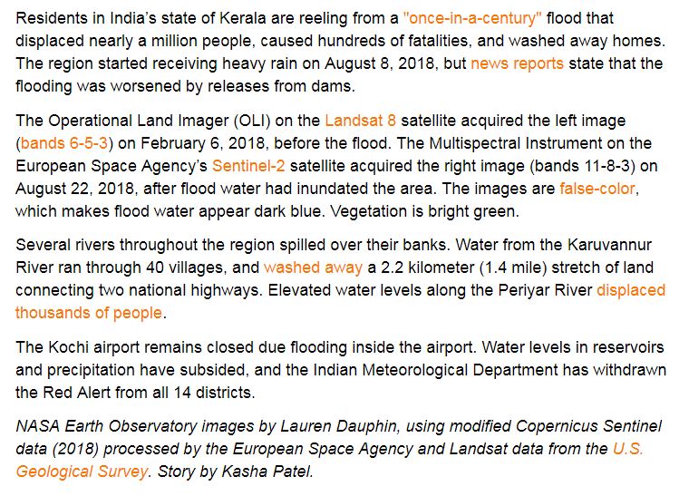 #KeralaFlood NASA Images Kerala Floods 