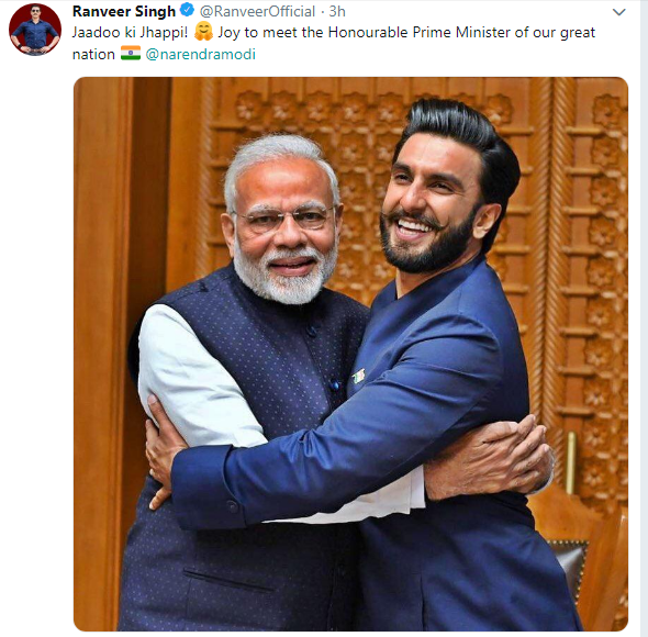 Ranveer Singh Tweet about meeting Pm Modi