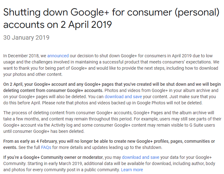 Google+ Account shutting down on April 2, 2019 Google+,Google,Google plus shutting down, Google+ last date, Google + closing, 