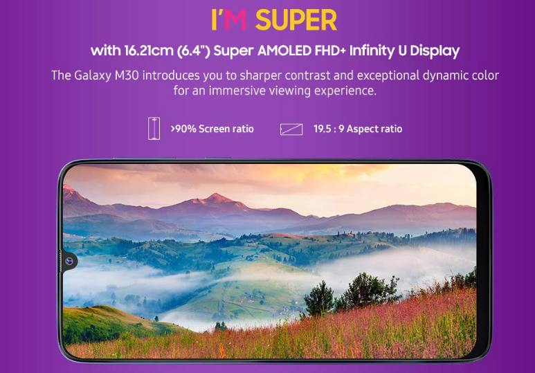 Samsung Galaxy M30 AMOLED big display