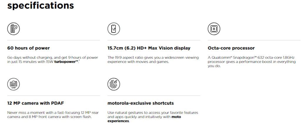 MotoG7Power Specifications