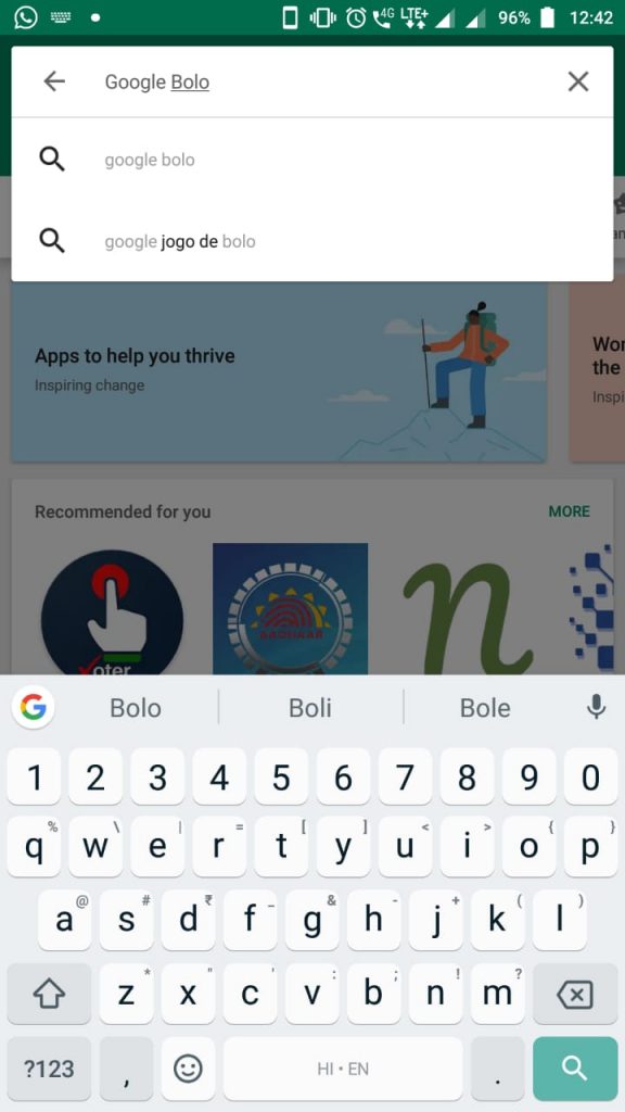 Search Google Bolo on Google Play (Google Playstore)