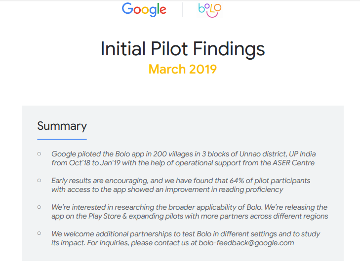 Initial Pilot Findings